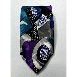 Florenzi 100%‎ Polyester Necktie Purple Silver Abstract Geometric Career Wear
